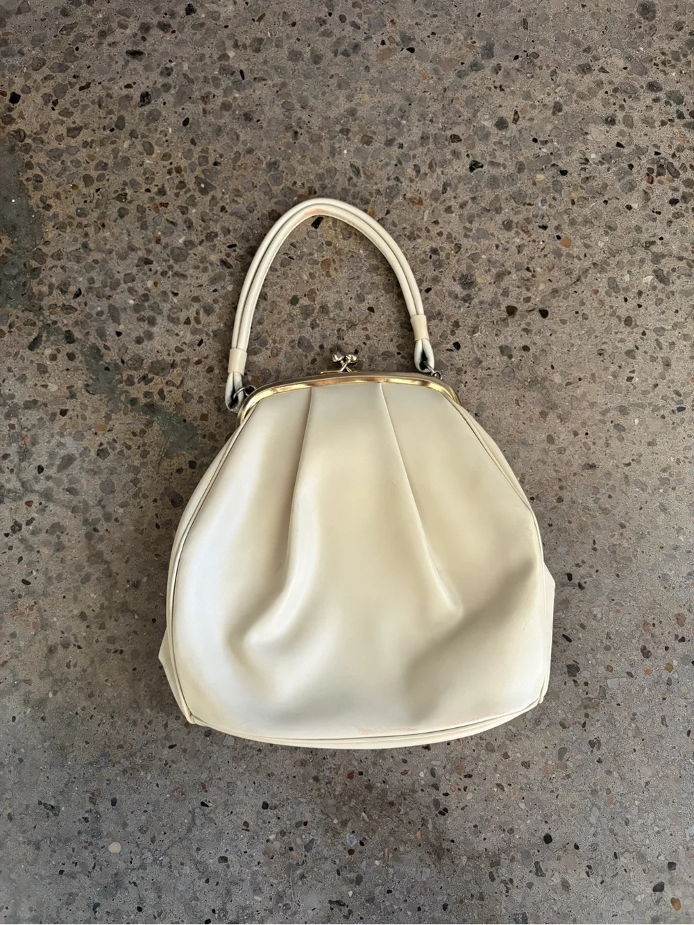 Vintage Cream Top-Handle Bag